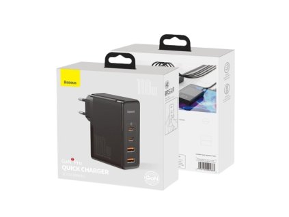 Baseus GaN2 Pro Quick (2xUSB-A/2xUSB-C) adaptér (100W) - Černá