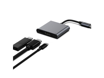 Recci RH05 USB-C hub - 3v1 (USB-A, USB-C, HDMI) - Šedá