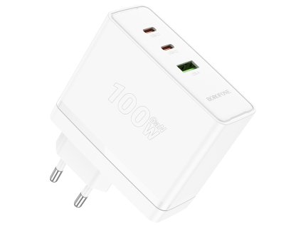 Borofone BN11 2xUSB-C a USB-A adaptér (100W) - Bílá