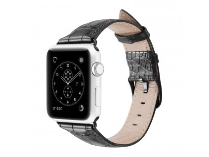 Kožený pásek / řemínek pro Apple Watch 42mm / 44mm / 45mm - DuxDucis, Luxury Black