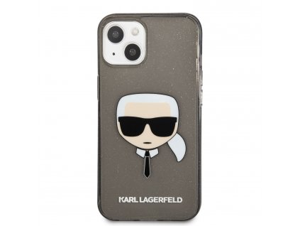 Ochranný kryt pro iPhone 13 mini - Karl Lagerfeld, TPU Glitter Karl Head Black