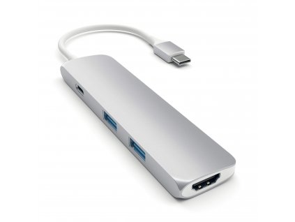 Redukce / adaptér - Satechi, USB-C Slim Multi-Port Adapter Silver