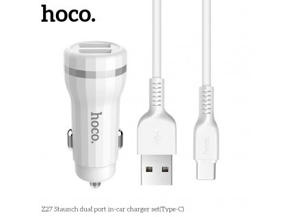 Auto-nabíječka - Hoco, Z27 + kabel USB-C