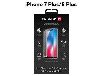Sklo SWISSTEN Ultra Durable 3D Full Glue Glass Apple iPhone 7 Plus/8 Plus černé