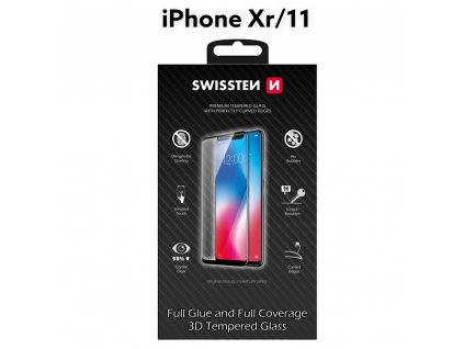 Sklo SWISSTEN Ultra Durable 3D Full Glue Glass Apple iPhone Xr/11 černé