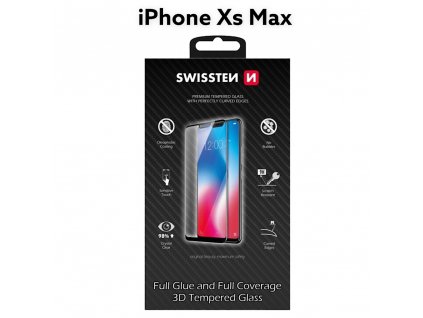 Sklo SWISSTEN Ultra Durable 3D Full Glue Glass Apple iPhone Xs Max černé