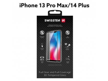Sklo SWISSTEN Ultra Durable 3D Full Glue Glass Apple iPhone 13 Pro Max/14 Plus černé