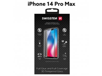Sklo SWISSTEN Ultra Durable 3D Full Glue Glass Apple iPhone 14 Pro Max černé
