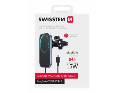 SWISSTEN Magnetický držák do ventilace auta s bezdrátovým nabíjením 15W (kompatibilní s MagSafe)