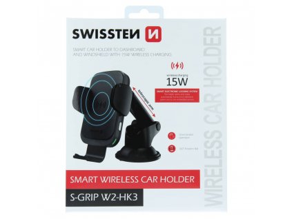 SWISSTEN Smart držák S-GRIP W2-HK3 na palubní desku auta s bezdrátovým nabíjením 15W