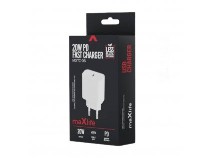 Maxlife Síťový adaptér MXTC-06 PD+QC 20W USB-C bílý