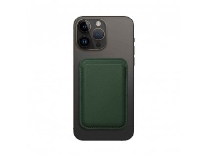 Kožená MagSafe peněženka pro Apple iPhone tmavě zelená