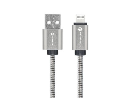 Forcell Ocelový nabíjecí kabel USB-A/Lightning 12W 1m stříbrný (C236)