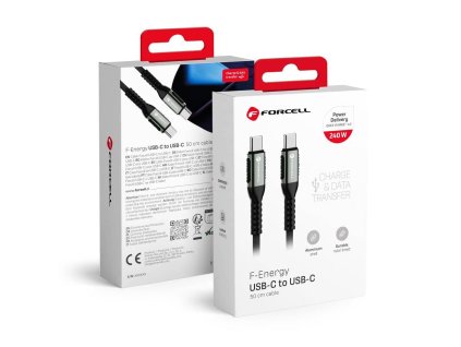 Forcell Nabíjecí kabel 240W USB-C/USB-C PD+QC 4.0 0,5m černý (C263)
