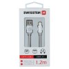 SWISSTEN Datový kabel textile USB / USB-C 1,2m stříbrný