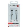 SWISSTEN Datový kabel textile USB-C  / USB-C 2m stříbrný