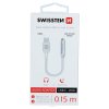 SWISSTEN Audio adaptér textile USB-C/Jack 0,15m stříbrný