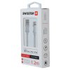 SWISSTEN Datový kabel textile USB / Lightning MFi 1,2 m stříbrný