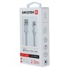 SWISSTEN Datový kabel textile USB / Lightning MFi 2 m stříbrný