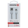 SWISSTEN Datový kabel textile USB / Lightning MFi 2 m stříbrný