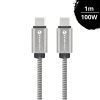 Forcell Ocelový nabíjecí kabel 100W USB-C/USB-C PD+QC 4.0 1m stříbrný (C239)