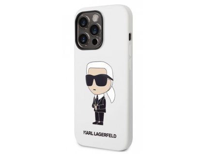 Karl Lagerfeld Liquid Silicone Ikonik NFT Zadní Kryt pro iPhone 14 Pro Max White