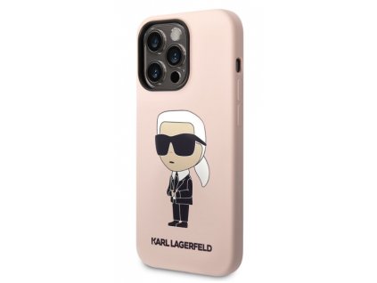 Karl Lagerfeld Liquid Silicone Ikonik NFT Zadní Kryt pro iPhone 14 Pro Pink