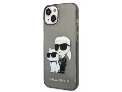 Karl Lagerfeld IML Glitter Karl and Choupette NFT Zadní Kryt pro iPhone 14 Plus Black