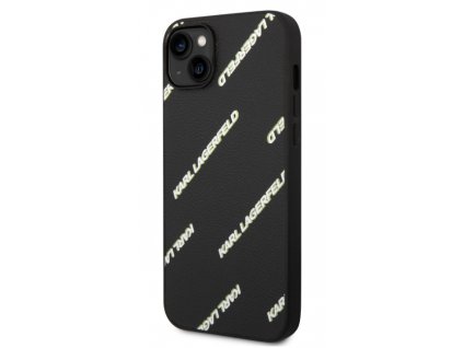 Karl Lagerfeld PU Grained Leather Logomania Zadní Kryt pro iPhone 14 Plus Black