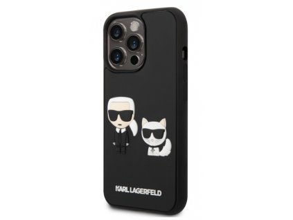 Karl Lagerfeld and Choupette 3D Kryt pro iPhone 14 Pro Max Black