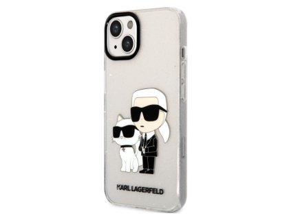 Karl Lagerfeld IML Glitter Karl and Choupette NFT Zadní Kryt pro iPhone 13 Transparent
