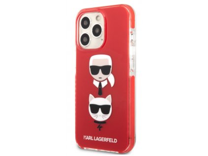Karl Lagerfeld TPE Karl and Choupette Heads Kryt pro iPhone 13 Pro Red