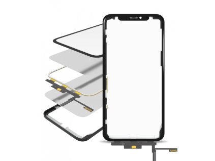 Čelní sklo + rámeček + OCA vrstva + Dotyk 4v1 Black Short Touch - iPhone XS Max