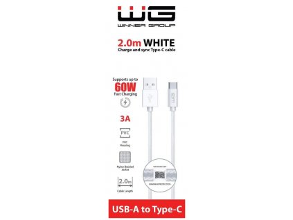 Winner USB-A / USB-C datový kabel 3A, bílý