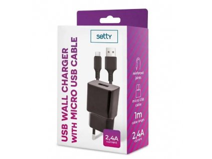 Síťová nabíječka Setty s Micro-USB kabelem 2,4A, 1m