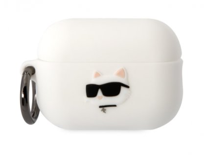 Karl Lagerfeld 3D Logo NFT Choupette Head Silikonové Pouzdro pro Airpods Pro 2 White