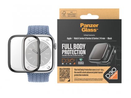PanzerGlass Apple Watch 9/8/7 41mm ochranný kryt s D30 - černý rámeček