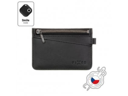 Kožená peněženka FIXED Smile Coins se smart trackerem FIXED Smile PRO, černá