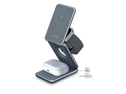 Bezdrátová nabíječka WG 39 Tower of Charge 3v1 20W (Šedá)