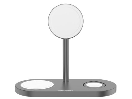 CubeNest S313 Pro 3v1 magnetická bezdrátová nabíječka šedá