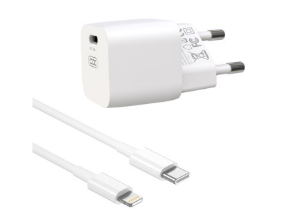 Síťová nabíječka XO-CE01 20W s kabelem USB-C / Lightning (Bílá)