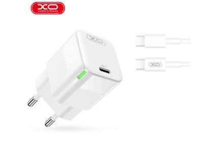 Síťová nabíječka XO-CE06 30W s kabelem USB-C/C (Bílá)
