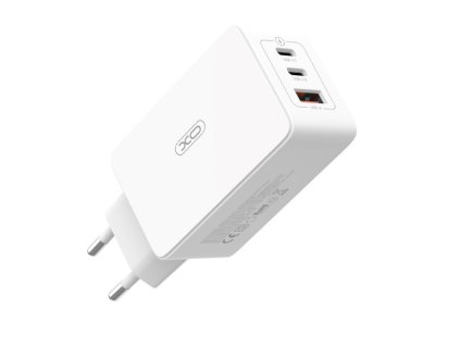 Napájecí adaptér XO-CE13 GaN 65W, 2x PD USB-C + QC 3.0 USB-A (Bílá)