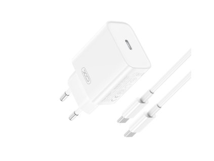 Síťová nabíječka XO-CE15 20W s kabelem USB-C/C (Bílá)