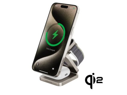 CubeNest 3v1 Qi2 Skládací bezdrátová magnetická nabíječka SQ312 Fold Pro - Titanium