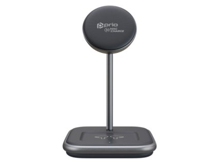 Prio 15W 2v1 bezdrátová nabíječka Magsafe s USB-C kabelem (Černá)