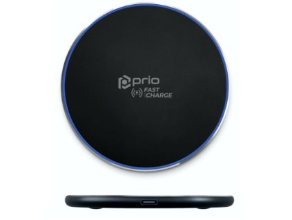 Prio 15W bezdrátová nabíječka s USB-A/C kabelem (Černá)