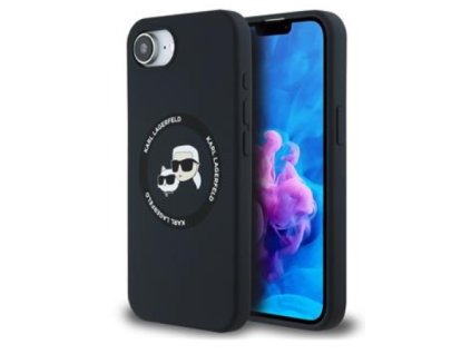 Karl Lagerfeld Liquid Silicone K&CH Heads MagSafe Zadní Kryt pro iPhone 16e Black