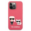 Karl Lagerfeld and Choupette Liquid Silicone Zadní Kryt pro iPhone 13 Pro Red
