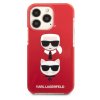 Karl Lagerfeld TPE Karl and Choupette Heads Kryt pro iPhone 13 Pro Red